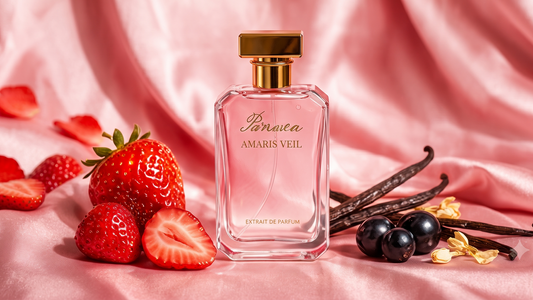 Amaris Veil with strawberry, blackcurrant, vanilla, and rose petals for a perfume sampling guide