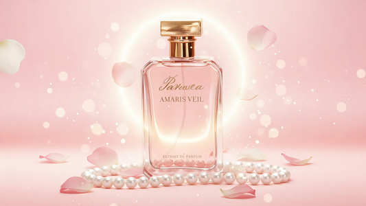 Amaris Veil with pink silk and pearls for a guide to comparing reformulated perfume